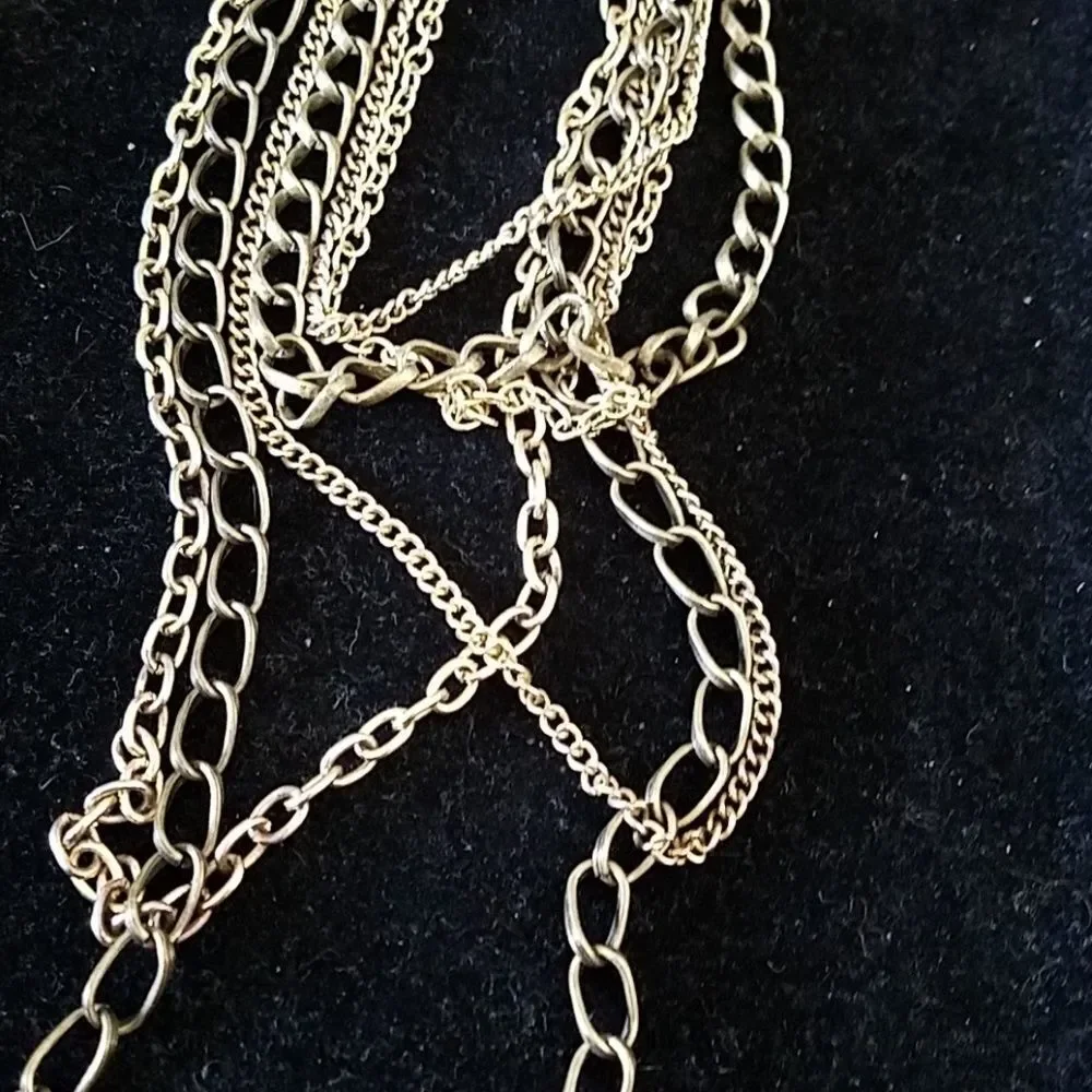 Gold & Silver Tone 6-Layer Chain Necklace Fashion Statement Jewelry for Women